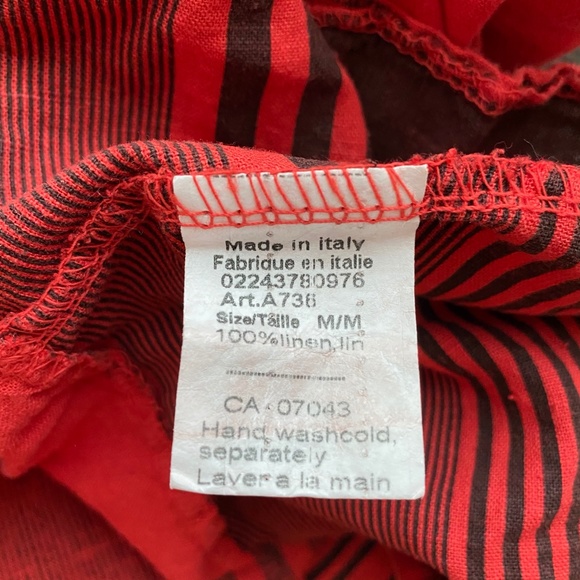 Italian Red/Orange Linen Dress - Picture 2 of 5